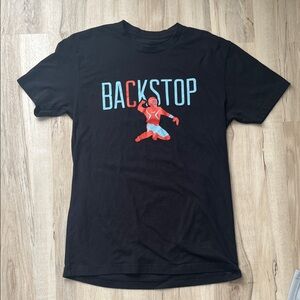 Black Graphic T-Shirt with Backstop Design
